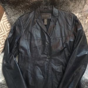 Dark Navy Leather Banana Republic Vintage Jacket